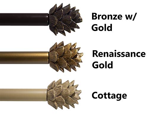 Urbanest Pinecone Adjustable Window Treatement Single Curtain Rod, 28"-48", Oil Rubbed Bronze (Orb) #TOP4