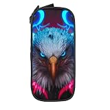 Trousse à crayons Anger Blue Eyes Eagle - Minimaliste - Portable - Durable - Avec fermeture éclair - Pour l'école, le bureau - Noir