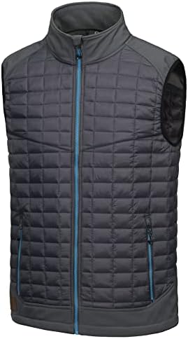 Little Donkey Andy Men’s Lightweight Puffer Vest, Warm Outdoor Sleeveless Jacket for Hiking Travel Running Grey S