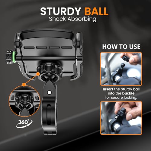 Image of GRAND PITSTOP Bike Mobile Holder | (Red - Jaw Grip, 360 Rotation) | Strong Aluminium Clamp for Motorcycle, Scooter | Secure Phone Mount | Ideal for Navigation & Riding