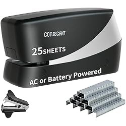 Coruscant Electric Stapler, Heavy Duty Desktop Stapler, Includes 2000 Staples and 1 Staple Remover, No-Jam Automatic AC or Battery Powered, 25 Sheet, Professional for Office Home School Use