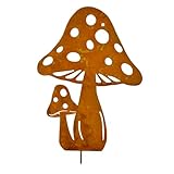 Rost Große Pilze Gartendeko, Roststecker Fliegenpilze, Metall Edelrost Pilzes Gartenstecker Herbst Rost Deko für Innen & Außen Garten Dekoration