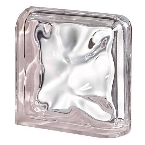 Terminal Curvo Agua Reflejos Rosa Cuarzo para paredes de bloques de vidrio | cm 19x19x8 | Unidad de venta 1 pieza
