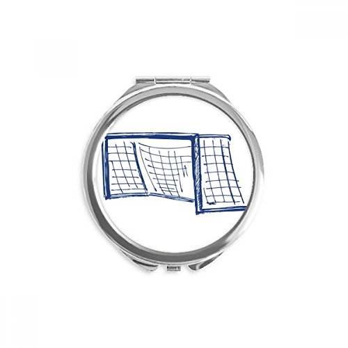 Miroir rond maquillage portable bleu football miroir de poche à la main
