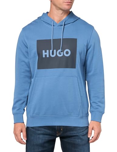 HUGO Men's Regular Fit Square Logo Hooded Jersey Sweatshirt