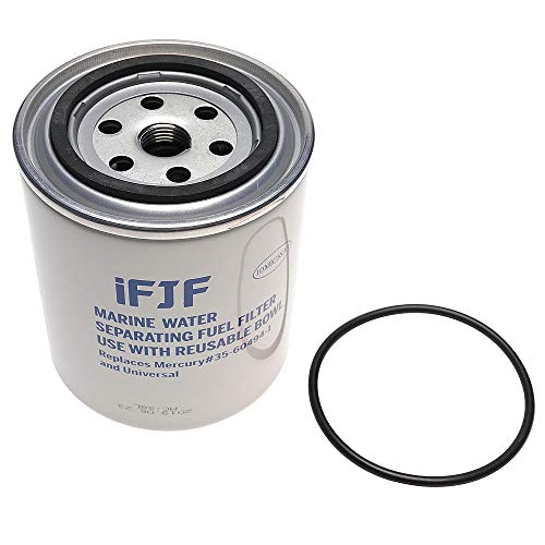 iFJF Aluminum Fuel Water Separating Filter Replacement Filter with O-ring fit 3/8 Inch NPT Outboard Motors (WSFF01-01)