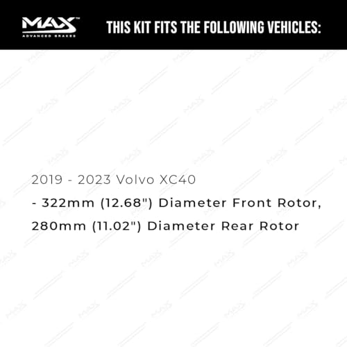Image of Max Advanced Brakes Front & Rear Brake Kit Compatible With 2019 2020-2023 Volvo XC40 w /12.68 inch Front 11.02 inch Rear Rotors Replacement Premium OE Disc Brake Rotors and Ceramic Brake Pads