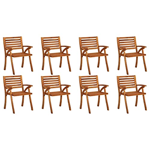Sillas de jardín 8 piezas de madera de acacia maciza+Dimensiones: 59 x 59 x 87 cm (ancho x profundidad x alto)