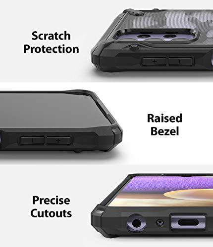 Image of Ringke Fusion-X for Samsung Galaxy A32 5G Case Back Cover, [Military Drop Tested] Ergonomic Camo Hard PC Back TPU Bumper Impact Resistant Protection - Camo Black
