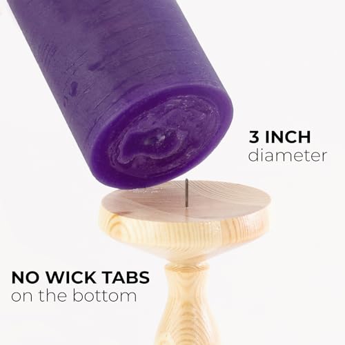 CANDWAX Purple Pillar Candles 3x8 Inch – Set of 2 Unscented Dripless Large Candles, Rustic Finish for Weddings, Events, Interior Styling by CANDWAX - Image 2