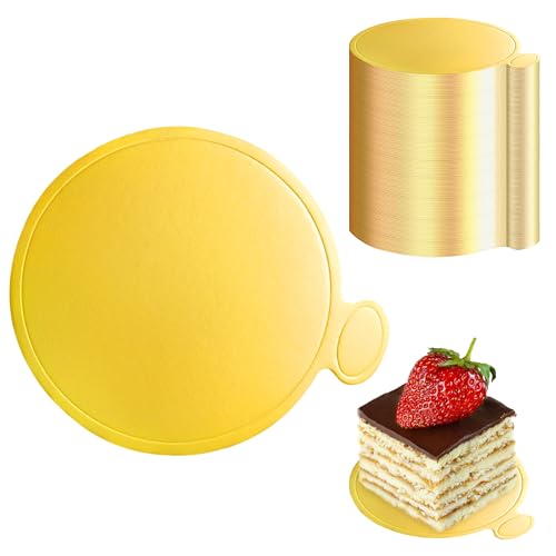 3.5 Inch Mini Cake Boards: 100pcs Golden Round Mousse Cupcake Base, Bases para Postres Mini Paper Plates Circle Dessert Boards