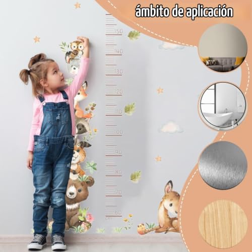 Miniatura 5 de Gxgm Tabla De Estatura Para Niños, Medidor Niños Pared, Autoadhesivo De Animales Del Bosque, Tabla De Estatura Para Niños, Decoración De Habitaciones Infantiles Para Niños Y Niñas, Medidas 60-160 Cm
