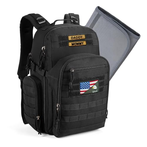 MIRACOL Military Diaper Bag for Dad: Tactical Design with Changing Pad & Daddy Patches - Pride Solution for Veteran Fathers in Baby Outings