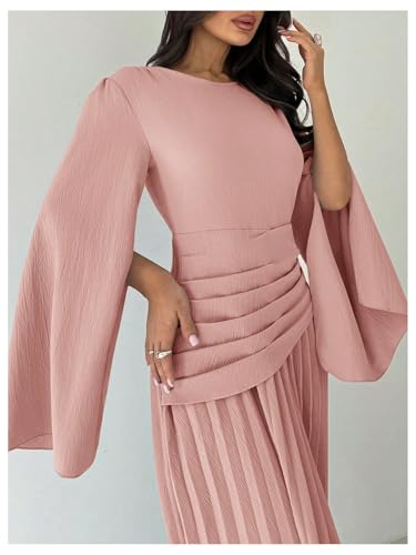 SOLY HUX Women's Maxi Dress Split Long Sleeve Pleated A Line Flowy Cocktail Party Long Dresses3