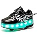 Axcer LED Blinkend Schuhe mit Doppelt Rollen Automatisch Einziehbar Räder Skateboardschuhe Outdoor Fitnessschuhe USB Aufladbar 7 Farbwechsel Rädern Gymnastik Laufschuhe Sneaker für Jungen Mädchen