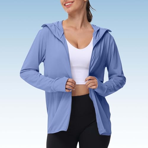 Sudadera protección solar deportiva ligera azul con cremallera completa 7XL 2
