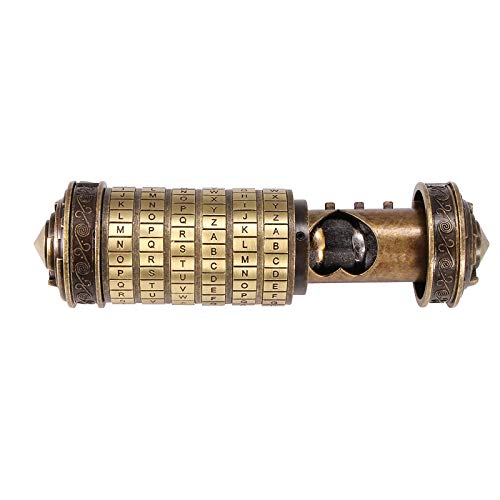 SOOTOP da Vinci Lock da Vinci Code Mini Zylinder Cryptex da Vinci Code Alphabet Schlösser mit Zwei Ringen Jubiläum Valentinstag Romantischer Geburtstag Weihnachten Interessante Retro Cover