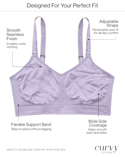 Image of Curvy Couture Women's Plus Size Wireless Bra - Seamless, Soft & Comfortable Fit