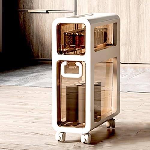 Slim Storage Cabinet - Space-Saving Organizer with Clear Drawers for Small Bathrooms, Compact Spaces, Kitchen & Entryway - Multi-Functional, Easy to Clean, Stylish Design