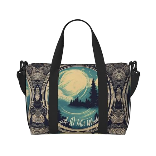 Not All Who Wander Are Lost 1 print Gym Bag for Women,Carry on Weekender Overnight Duffle Bag,Personal Item Tote Bag2