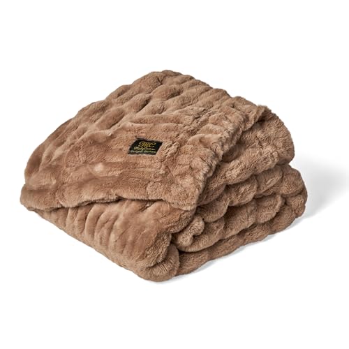 Minky Couture Hugs Blanket - Extra Plush Blanket for Premium Gifting - Stretchy Bubbled Cozy Throw - Silky Smooth - Durable & Machine-Washable - Travel-Friendly - Travel Milk Chocolate
