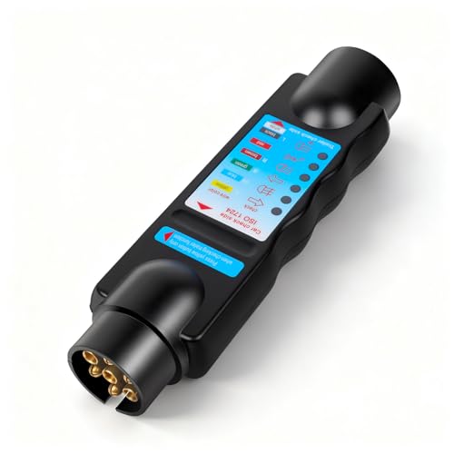 Qiping Testeur Prise Remorque 7 Broches Tester Fiche 7pole pour Câblage Feux Arrière Camion Voiture 12V