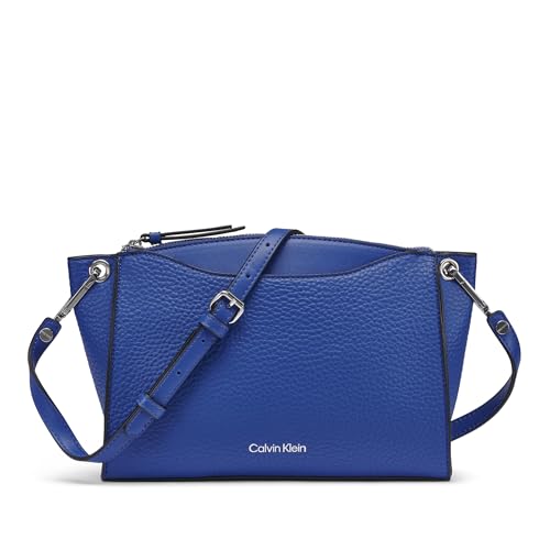 Calvin Klein Women's Garnet Top Zip Crossbody Handbag, Blue, OS