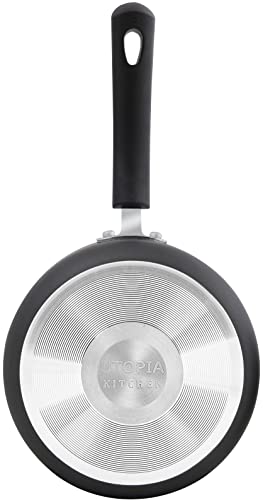 Utopia Kitchen 1 Quart Nonstick Saucepan with Glass Lid - Multipurpose Use for Home Kitchen or Restaurant (Grey)