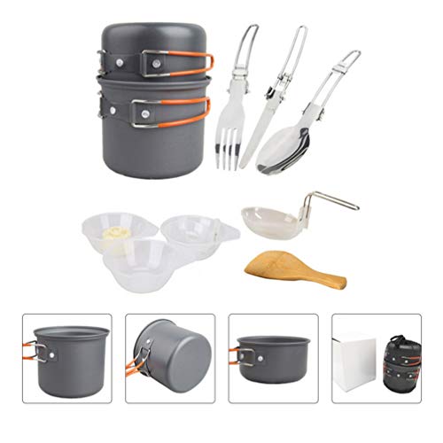 WINOMO Kit de confusão de utensílios de cozinha portátil dobrável panelas de acampamento, talheres d