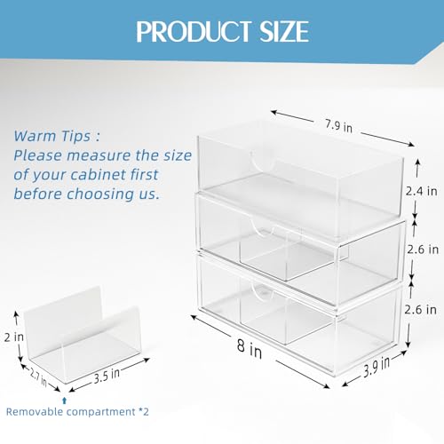 Earond EA20231008 Medicine Cabinet Organizer 3-Tier,Divided And Stackable Storage Trays thumb #1