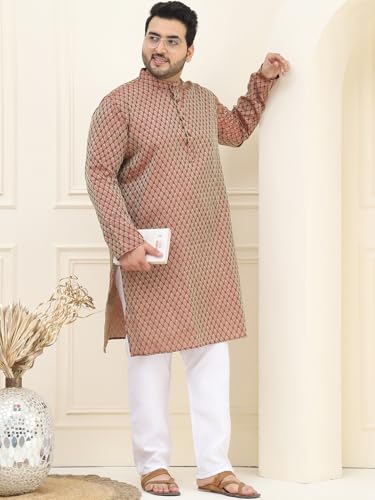 Image of SOJANYA Plus (Since 1958) Men's Cotton Linen Foil Printed Only Long Kurta