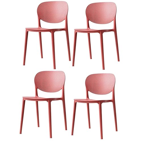 Image of Dream Furnishing - Set of 4 Stackable Dinning Chairs for Home Cafe Office Hotel for Indoor and Outdoor Patio (Red)