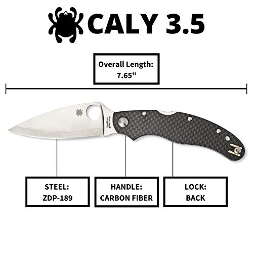 Spyderco Caly Prestige Knife With 3.40" Zdp-189 Stainless Steel Blade And Black Carbon Fiber Handle - Plainedge - C144Cfpe #TOP4