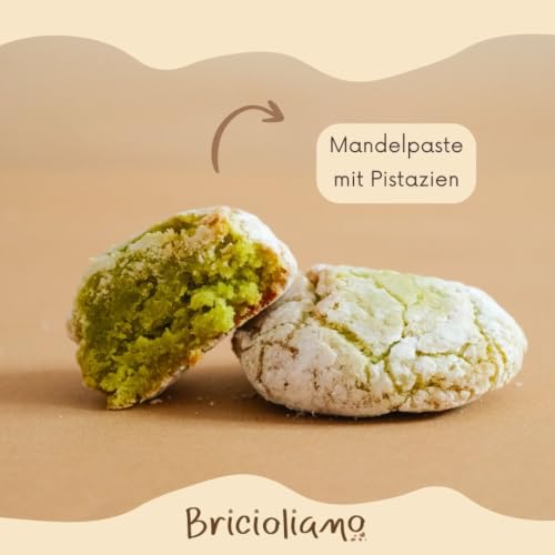 BRICIOLIAMO...Frisch, handwerklich hergestelltes Mandelgebäck - 10% MANDELN - GEMISCHTE BOX - Typische sizilianische Süßigkeiten, hergestellt in Sizilien (Gemischt 5 Geschmacksrichtungen)
