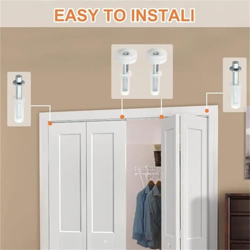 Bi-Fold Door Top Roller 12 piezas Bi-Fold Door Top Pivot y Rueda Guía Kit de Herrajes para Reparación de Closet de Ducha y Gabinete miniatura 4