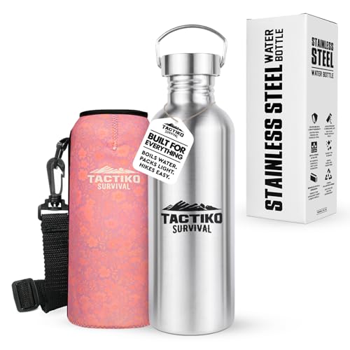 Tactiko 34 oz (1000 ml) Stainless Steel Wide Mouth Water Bottle (Pink)