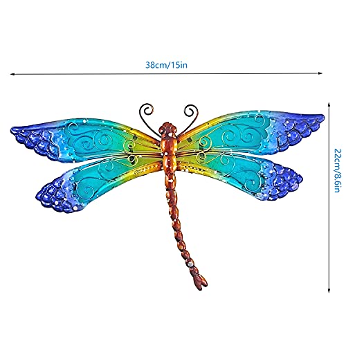 Sotaling Metal With Glass Dragonfly Wall Decor Handmade Decorative Art For Home,Garden,Patio,Door,Window #TOP1