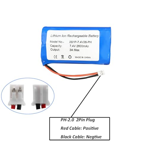 Seasider 7.4V 2600mAh Rechargeable Li-ion Battery with JST 2Pin 1.25/2.0/2.54 Connector for Speaker, Remote Control Toy, Bluetooth Boom Box, Portable DVD Player, Outdoor Lighting - Thumbnail 4