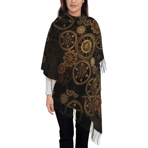 Gears Clock Bronze Century print Pashmina Scarf Shawl Cashmere Wrap Stole Large Soft Pashminas Shawl Winter Scarf