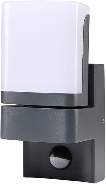 LASIDE Outdoor LED Wall Lights with PIR Motion Sensor, Anthracite Grey Outside Wall Lights Electric, Waterproof Aluminium 3000K 380LM Garden Wall Lights Mains Powered for Front Door Patio Porch Garage