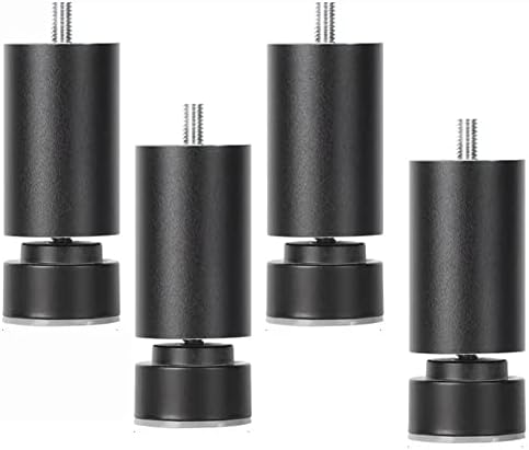 Metal Furniture Legs m10 - Adjustable Bed Replacement Legs, 4 Pcs Table Feet, for Bed, Cabinets, Chairs, Furniture, Bathroom, Cylindrical Sofa Feet, Can Load 300Kg (Black - 4inch)