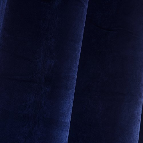 Cherry Home Set Of 2 Velvet Flannel Blackout Curtains Panel Drapes Grommet Draperies Eyelet, Navy Royal Blue(2 Panels) Theater| Bedroom| Living Room| Hotel, 52 In X 63 In (W X L) #TOP6