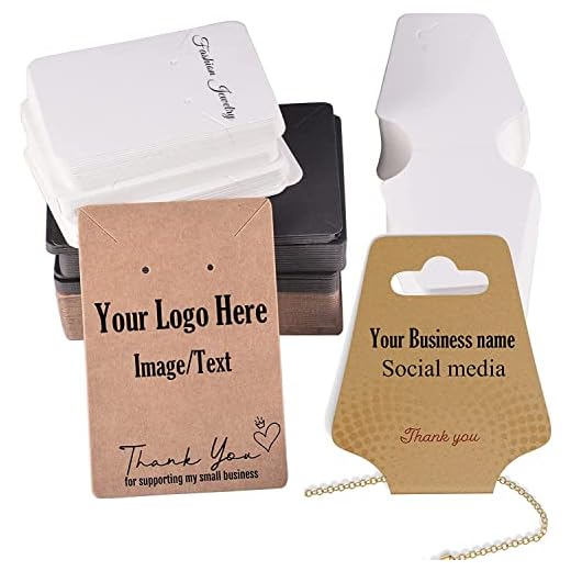 Amerixun Custom earring or necklace hanging cards,Personalized business name,logo for jewelry packing,pack 100