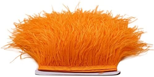 FQTANJU 2 Yards Soft & Natural Ostrich Feathers Fringe Trims Ribbon Used for Dress, Sewing, Craft Clothing, Lighting Decoration, Clothing DIY, etc. (Cream Color)