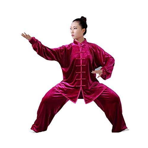 GEGEQ® Tai Chi Chuan Chinesisches Kung Fu Kampfsportkleidung Trainingskleidung Tai Chi Kleidung Naturleinen Leinen Baumwolle Verdickung Plus Samtanzug für Männer und Frauen geeignet (2,M) Cover