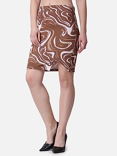 Image of POPWINGS Women Casual Pencil Slit Printed Skirt for Women | Summer Skirt for Women | Concert Slit Short Skit for Women