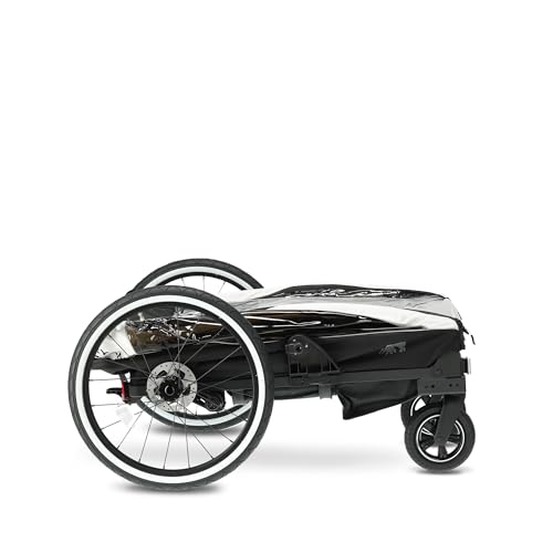 Miniatura 6 de Deryan 2 En 1 Remolque De Bicicleta Y Jogger Para 2 Niños, Carrito Infantil Multifuncional, Plegable, Suspensión, Barra De Empuje Ajustable, Cinturones De Seguridad, Reflectores, Gran Espacio, Crema