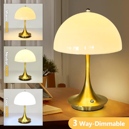 maglaw Cordless Mushroom Lamp,2000mAh Battery Operated Lamp,3 Level Dimmable Mid Century Modern Mushroom Lamps,Rechargeable Mushroom Lamp,3W Led Table Lamp,Retro Lamp for Living Room,Bedroom by maglaw - Image 4