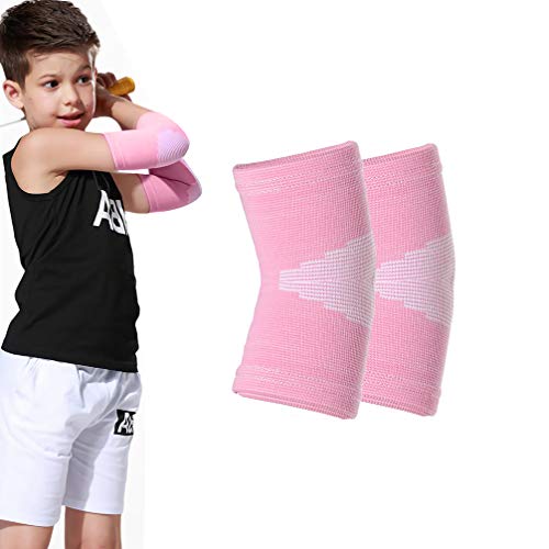 Luwint Kids Knit Elbow Brace Support Compression Arm Protection Sleeves For Volleyball Weightlifting Tennis Tendonitis, 1 Pair (Pink) #TOP14