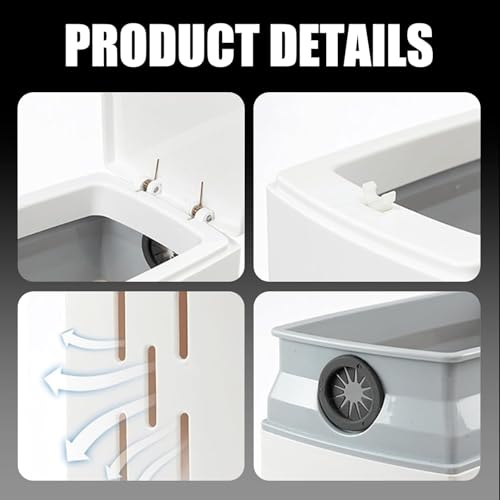 Image of RV Bathroom Trash Can Slim with Toilet Brush, 2L Ultra Slim Plastic Bathroom Trash Can and Brush Toilet Set, White, Space Saving, Indoor Use